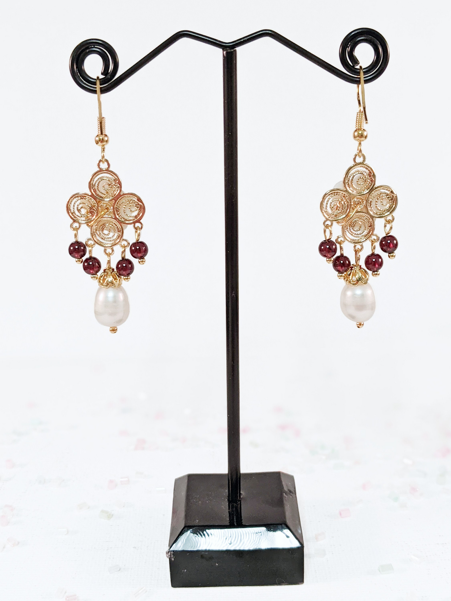 FFXIV Radz-at-Han Earrings - "Formal Hannish Elegance" - Jewelry Design Inspired by Final Fantasy XIV Zones - Colors of Thavnair Collection