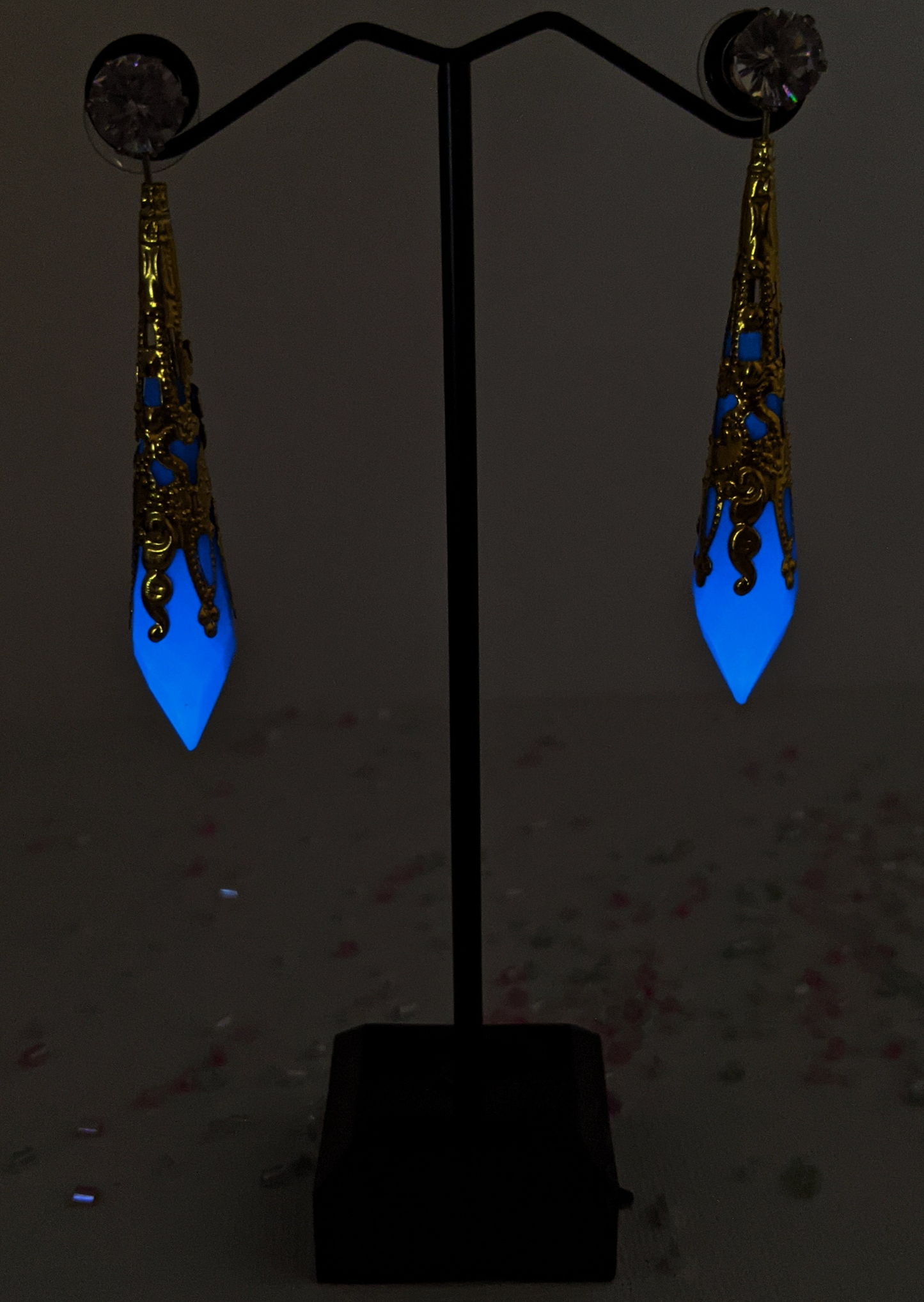 FFXIV Inspired Aetheryte Earrings - Glow in the Dark - Blue and Gold - Lightweight- Great for Fans of Final Fantasy XIV!