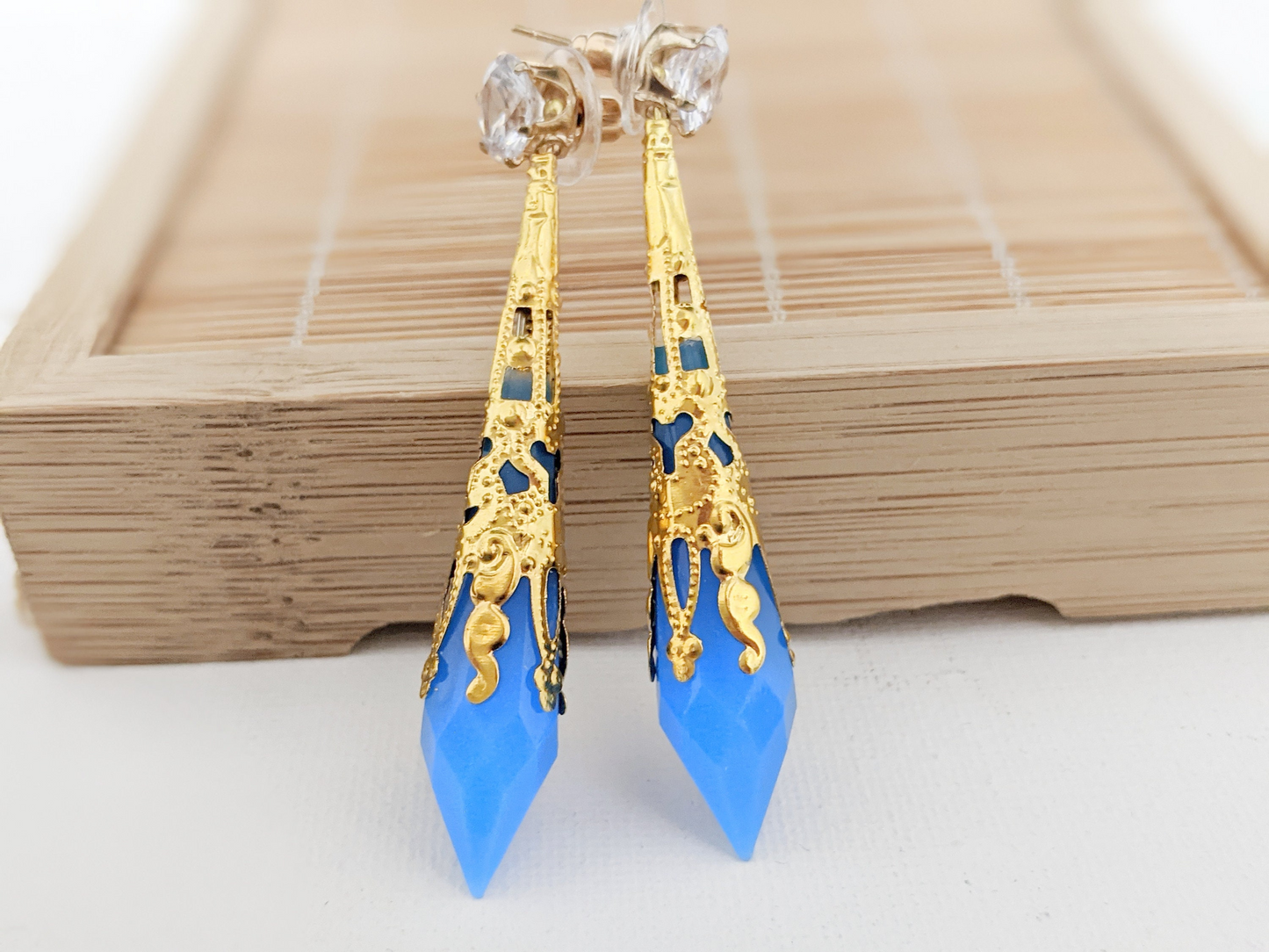 FFXIV Inspired Aetheryte Earrings - Glow in the Dark - Blue and Gold - Lightweight- Great for Fans of Final Fantasy XIV!