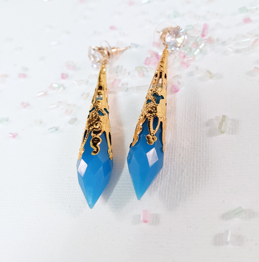 FFXIV Inspired Aetheryte Earrings - Glow in the Dark - Blue and Gold - Lightweight- Great for Fans of Final Fantasy XIV!