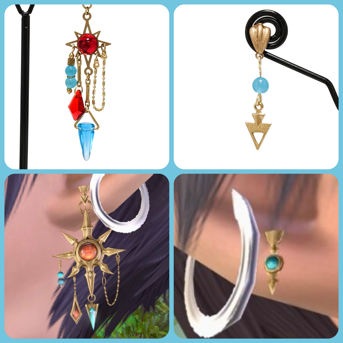 FFXIV Azeyma's Earrings - Dawntrail - Weighted and Sized for Everyday Wear - Subtle Final Fantasy XIV Jewelry - Great FF14 Gift!