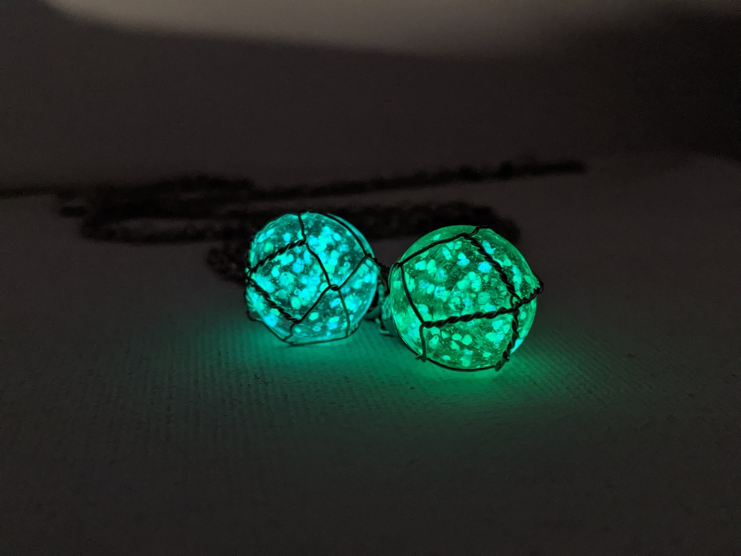 FFVII Glowing Holy Materia Necklace - Final Fantasy VII Inspired Glow in the Dark 15mm Pendant - 19in Chain - Green or Blue